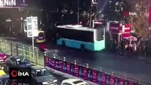 Beşiktaş'ta otobüsün durağa daldığı anlar kamerada