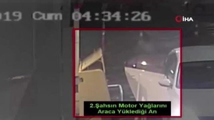 Akaryakıt istasyonu hırsızları güvenlik kamerasında