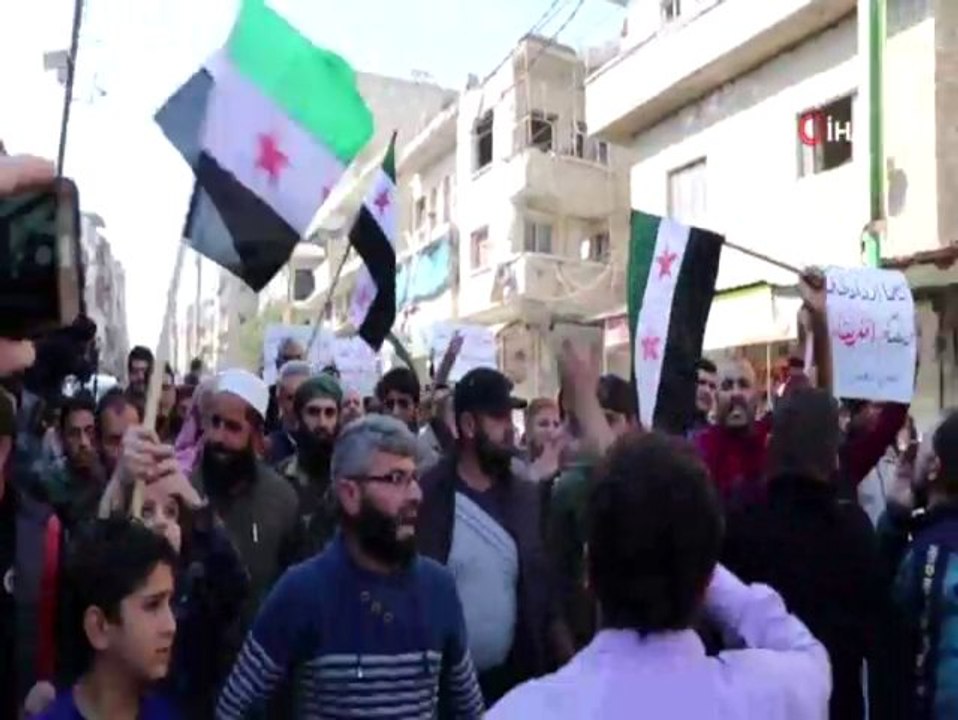 İdlib'te HTŞ protesto edildi