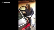 Petrol pump fail! Man laughs hysterically when girlfriend drenches gas station