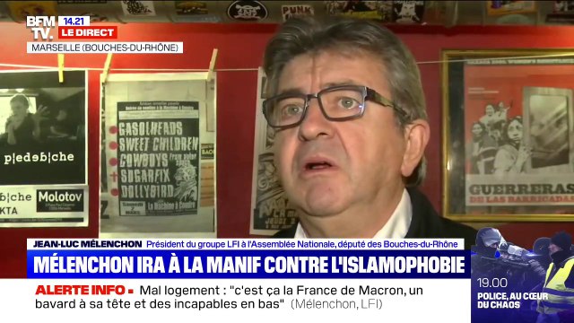 Marche contre l'islamophobie: Jean-Luc Mélenchon fustige les propos de Marine Le Pen, qui tourne le dos à la France