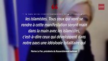 Marine Le Pen fustige la marche contre l'islamophobie