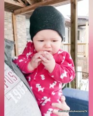 Cute Babies Playing in the Snow First Time - Baby Outdoor Videos