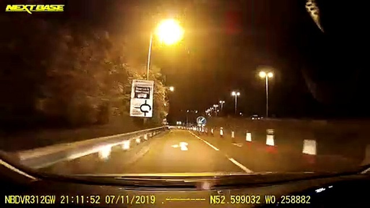 Wrong way driver at Peterborough's Rhubarb Bridge