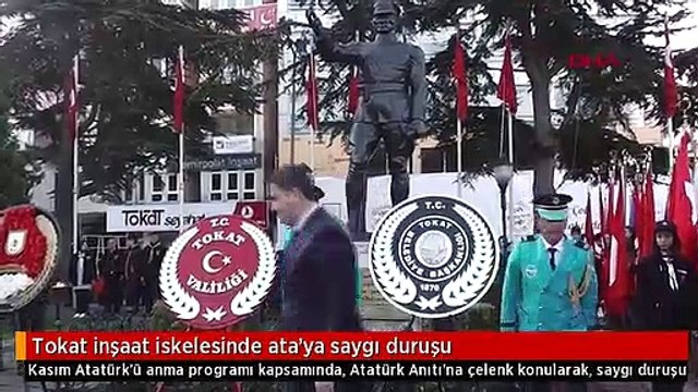 Tokat inşaat iskelesinde ata'ya saygı duruşu