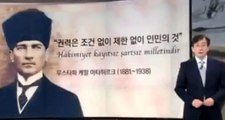 Güney Kore'de televizyon sunucusu Atatürk'e saygı için haberleri ayakta sundu