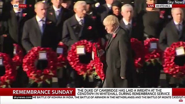 Boris Johnson and Jeremy Corbyn lay wreaths at The Cenotaph