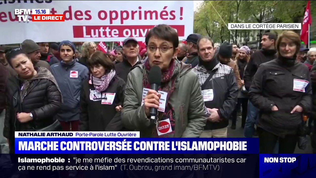 Nathalie Arthaud juge "légitime" la marche contre l'islamophobie à laquelle elle participe