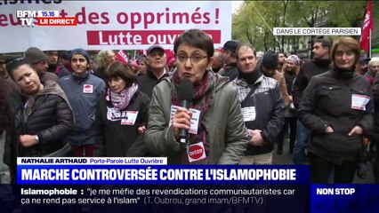 Nathalie Arthaud juge "légitime" la marche contre l'islamophobie à laquelle elle participe