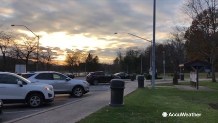 Sunset shines through the clouds