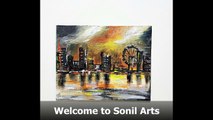 Skyline Acrylic Abstract Painting for Beginners using Brush & Knife - Sonil Arts