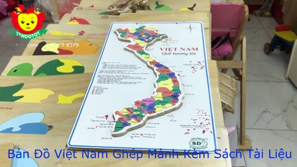 Bản đồ Việt Nam tranh ghép mảnh bằng gỗ cho bé chơi mà học