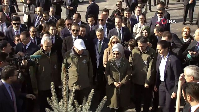 Cumhurbaşkanı Erdoğan ve eşi Emine Erdoğan fidan dikim törenine katıldı