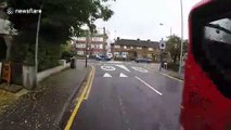 Police car narrowly misses 'Britain's most hated cyclist' on London road