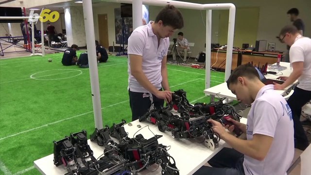 Battle Bots! Check Out These Robots Battling It Out On The Soccer Field!