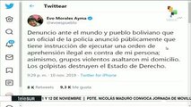 Denuncia Evo que hay una orden de aprehensión ilegal en su contra