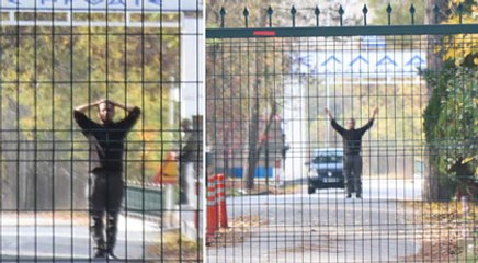 Sınır kapısında ilginç anlar... Arada kaldı...