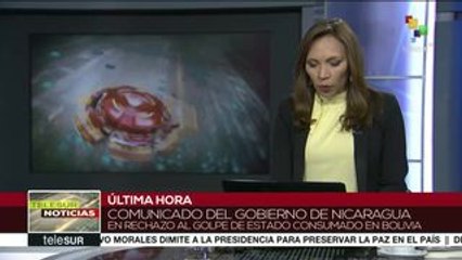 Nicaragua condena el golpe de Estado contra Evo Morales en Bolivia