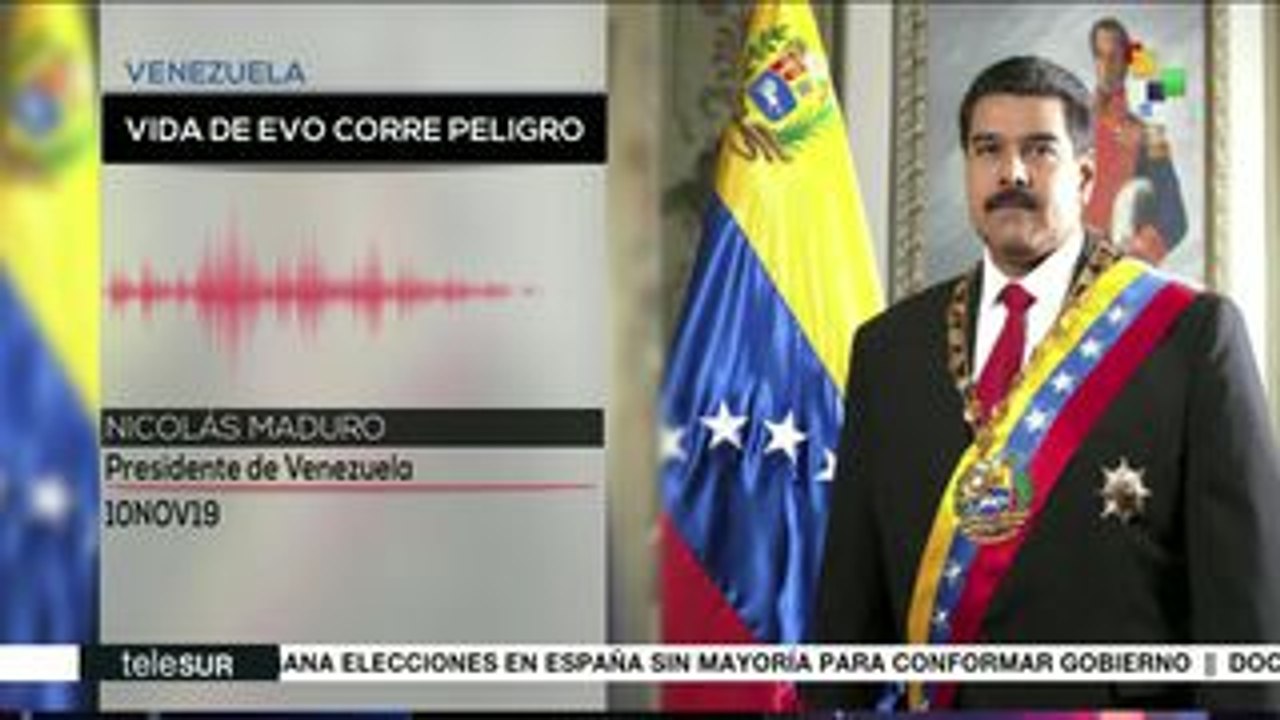 Nicolás Maduro llama a salvaguardar la vida de Evo Morales