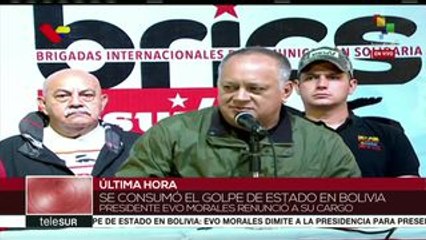 Venezuela: Diosdado Cabello condena golpe de Estado a Evo Morales Ayma