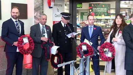 Two-minutes Silence At Cardiff Central Railway Station!