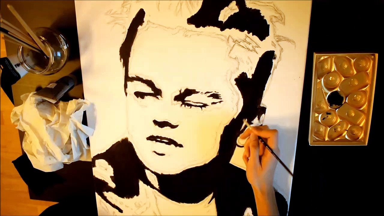 Painting Leonardo DiCaprio with oil paint on Canvas (TimeLapse) HD