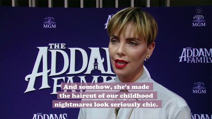 Charlize Theron chopped her bowl cut into the coolest bright blonde pixie