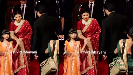 Aishwarya Rai teach her daughter how to pose in front of media at Isha Ambani's wedding