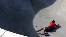 Skateboarder Attempts To Drop Into A Down And Fails
