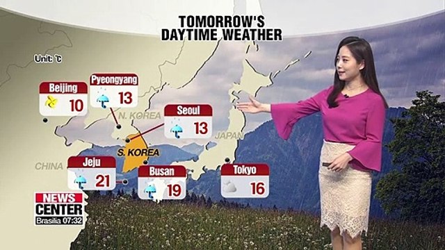 Cloudy today while rainy tomorrow afternoon and cold on Thursday