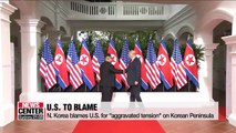 N. Korea blames U.S. for 'aggravated tension' on Korean Peninsula