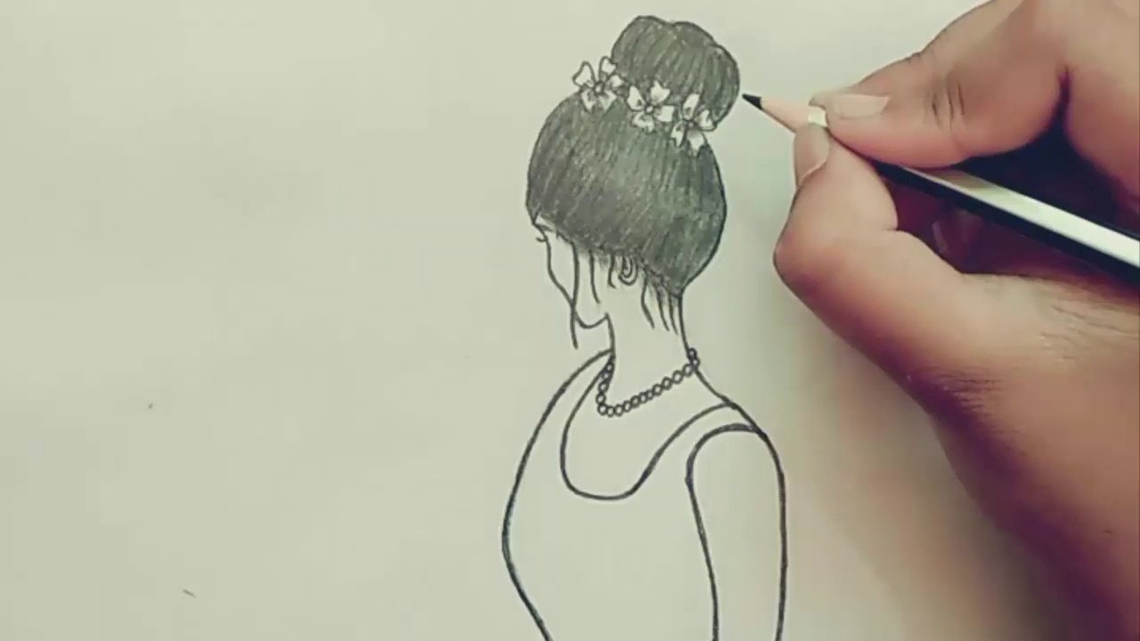How to draw a beautiful lady sketch draw with paper pencil || art ...