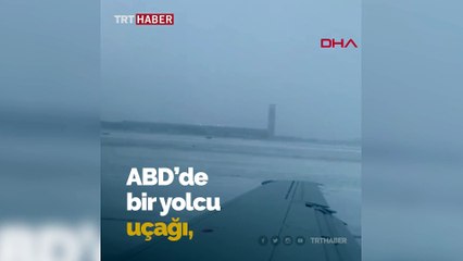 Karlı zeminde kayan yolcu uçağı pistten çıktı