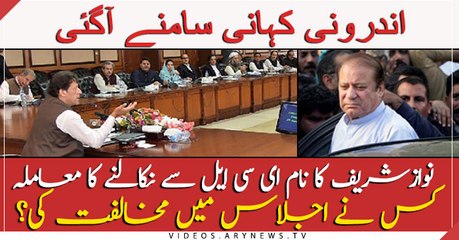 Who opposed removal of Nawaz's name from ECL during cabinet meeting?