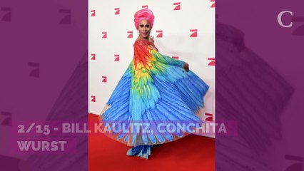 PHOTOS. Le look très remarqué de Conchita Wurst au bras de Bill Kaulitz (Tokio Hotel) au lancement de l'émission Queen of Drags