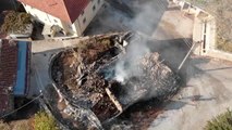 Akseki'de tarihi düğmeli evde yangın çıktı