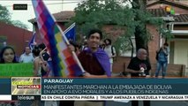 Paraguayos marchan a embajada de Bolivia en apoyo a Evo Morales