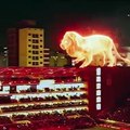 Cet énorme lion en hologramme sur le toit du stade d'Estudiantes La Plata est impressionnant