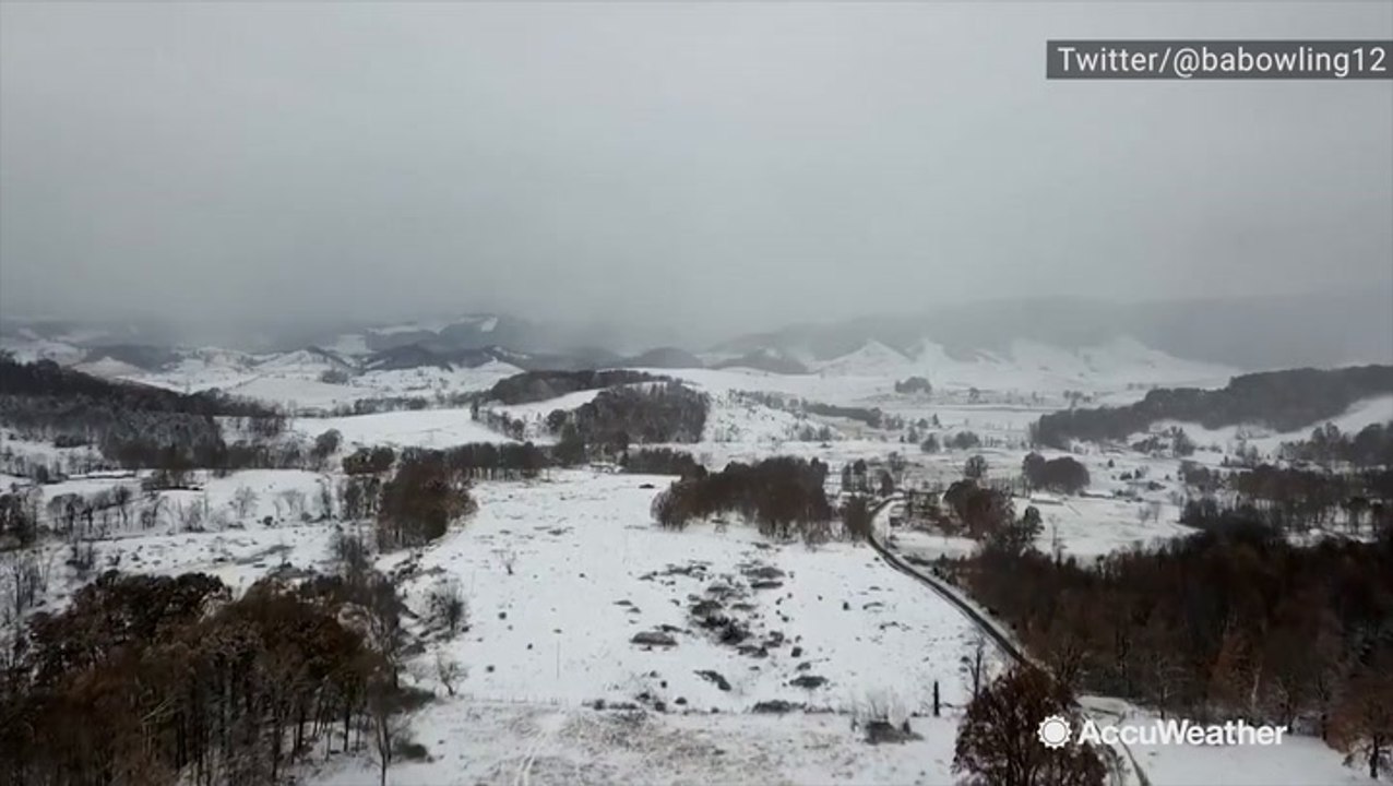 Flying through the wintry landscape