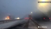 Severe snow squall disrupts traffic on Interstate 68