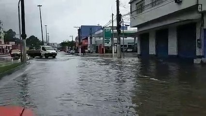 Alagamento em Cobilândia, na manhã desta quarta-feira (13)