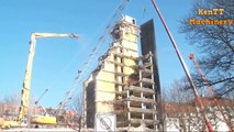 Amazing High Building Demolition ,A Concrete Building Action Demolishing With Wrecking Ball