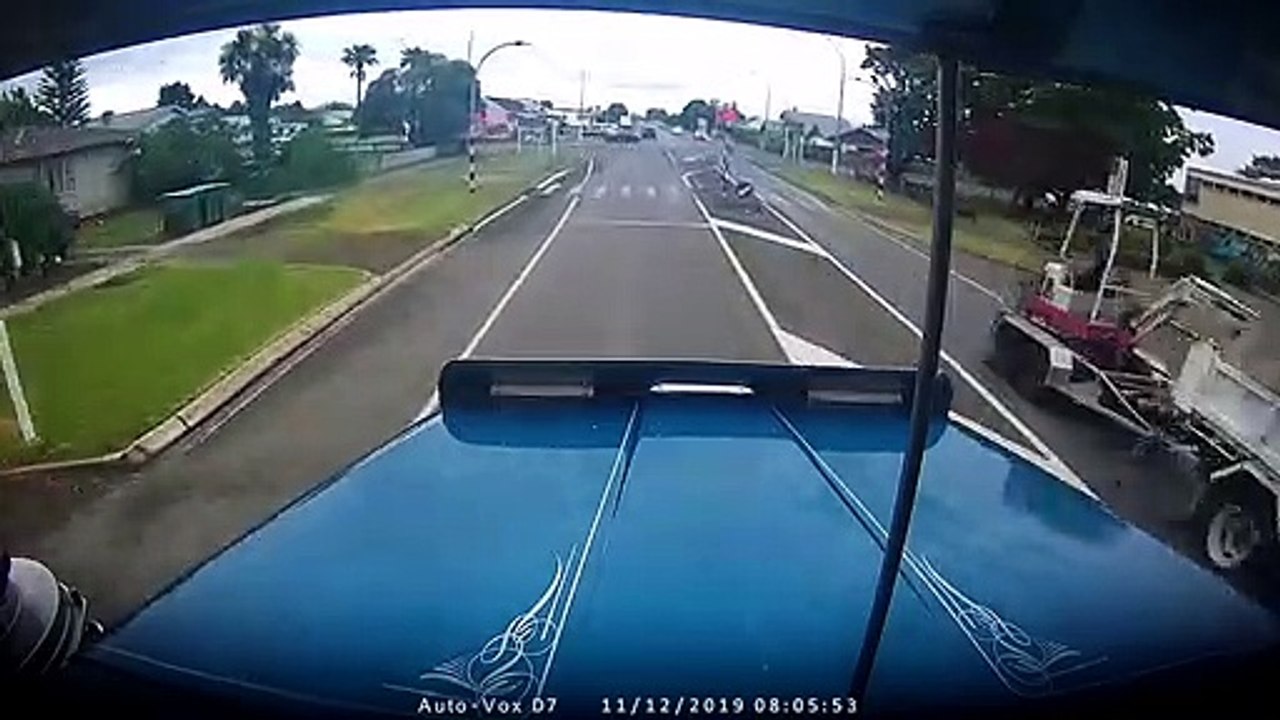 Man Tries to Stare Down Big Rig