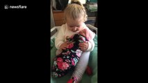 Heartwarming moment 3-year-old Pennsylvania girl meets her baby sister for the first time