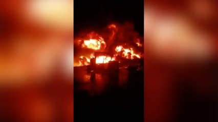 حريق هائل بخط بترول بإيتاي البارود في البحيرة