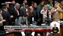 Rosario Piedra rinde protesta como titular de CNDH entre protestas del PAN