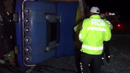 Kırıkkale'de cam yüklü tır devrildi: 1 yaralı