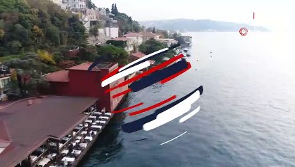 Geminin çarptığı yalının son hali havadan görüntülendi