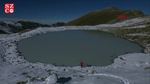 Rize’nin buz tutan gölü