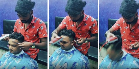 Estornuda durante corte de pelo y al babero se le va la mano y lo deja como el 'Ecce Homo'